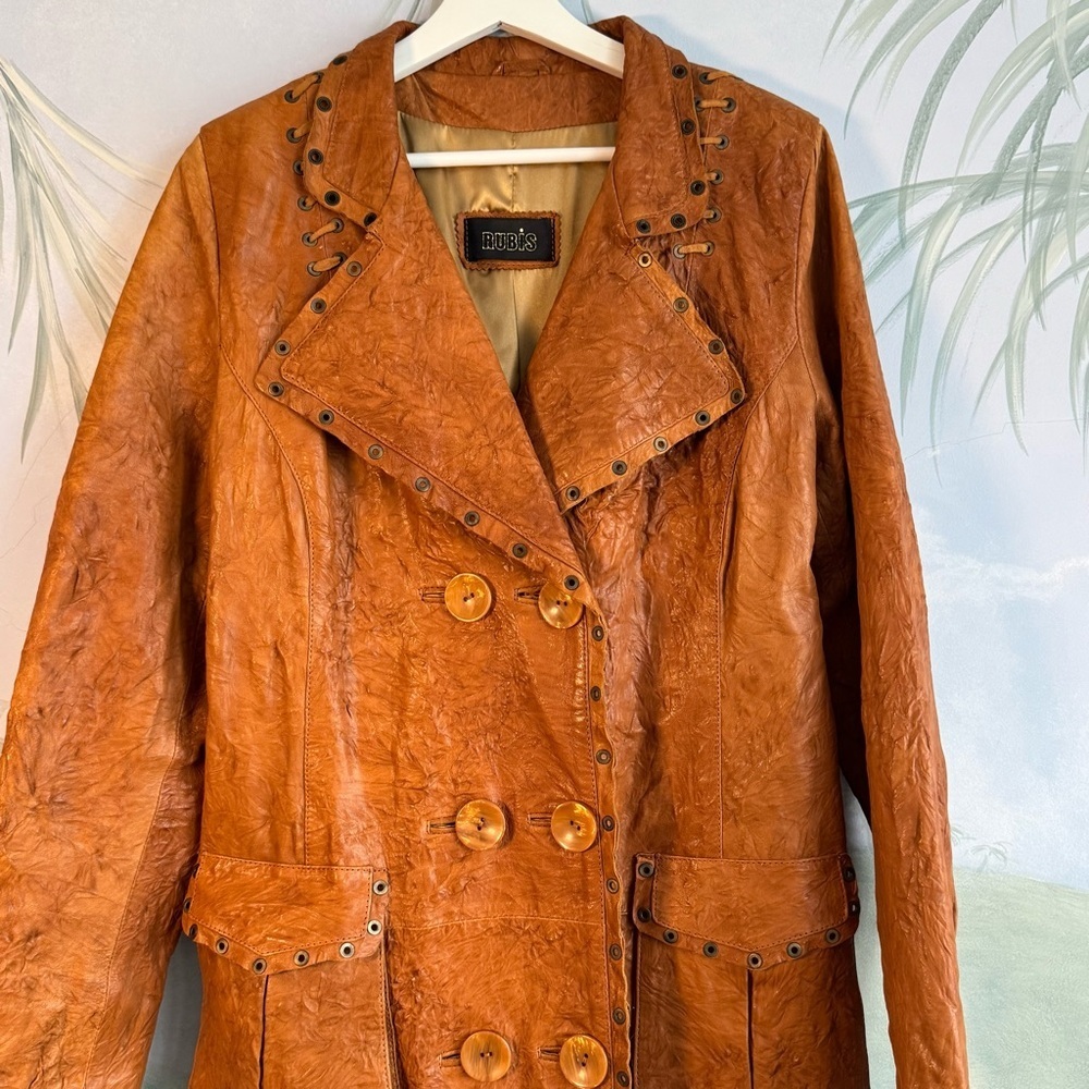 Rubie's boho Brown handmade leather jacket, Size L, NWOT - Picture 12 of 16